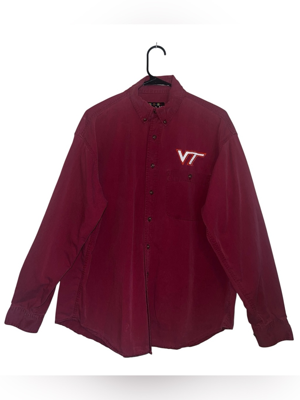 Team Apparel Virginia Tech Hokies Maroon Button Down Shirt Sz L